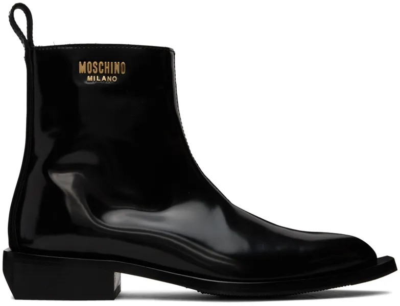 Черные ботинки с острым носком Moschino