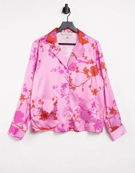 Розово-красный пижамный топ с принтом цветов Liquorish-Многоцветный