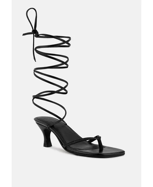 Женские босоножки DORITA на каблуке-рюмке со шнуровкой Rag & Co, черный