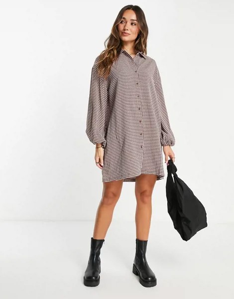 Платье-рубашка в стиле oversized в клетку Urban Threads-Разноцветный
