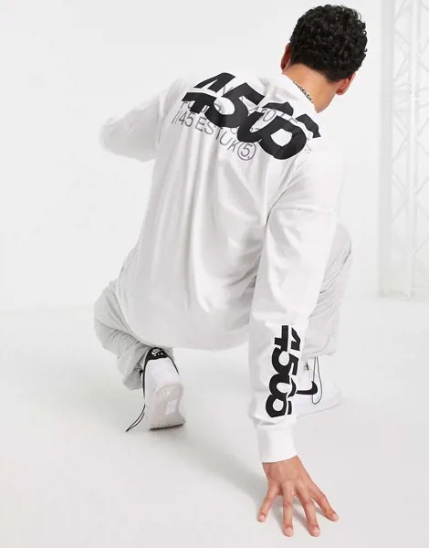 Oversized-лонгслив с принтом на спине ASOS DESIGN 4505-Белый