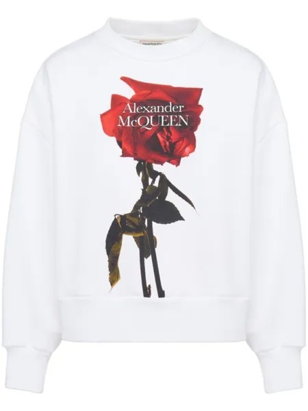 Alexander McQueen толстовка Shadow Rose с рукавами кокон, белый