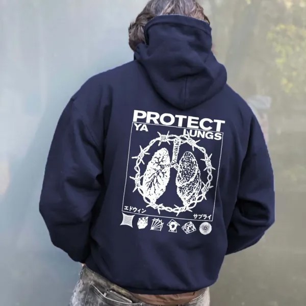 Мужская толстовка с капюшоном в винтажном стиле Protect Ya Lungs повседневные повседневные топы с длинными рукавами