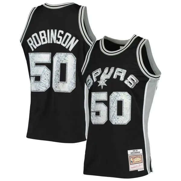 Мужская черная майка Mitchell & Ness David Robinson San Antonio Spurs 1998-99 Hardwood Classics, посвященная 75-летию Diamond Swingman