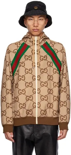 Бежевая куртка Jumbo с узором GG Gucci