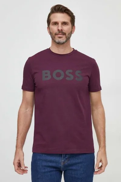 Хлопковая футболка Boss Orange, фиолетовый