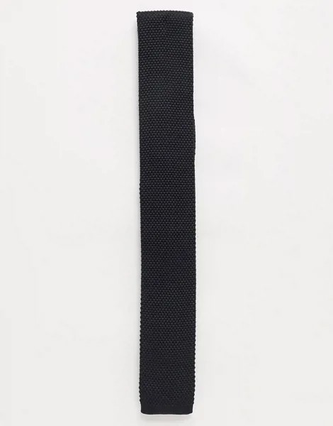 Черный трикотажный галстук Twisted Tailor
