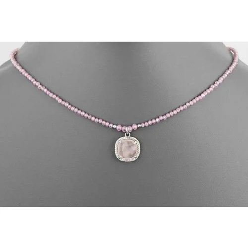 Бусы фианит, кварц розовый 39 см. №01802