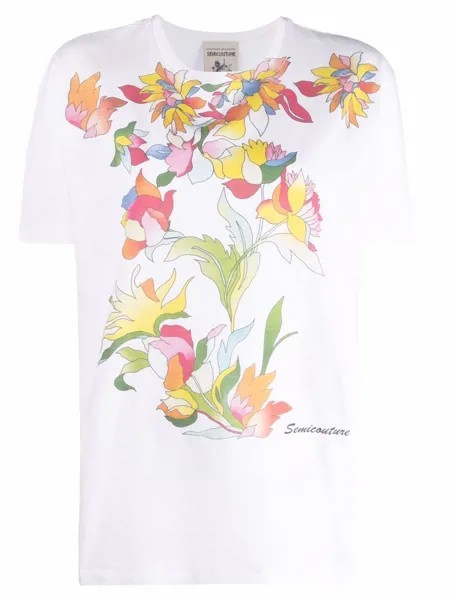 Semicouture футболка с цветочным принтом