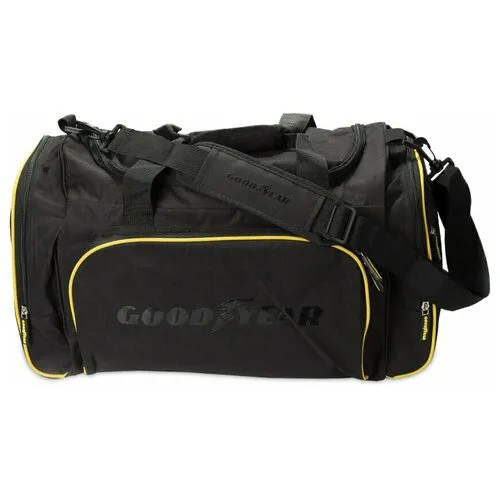 Сумка дорожная Goodyear GY-04, 35 л, 22х30х54 см, ручная кладь, опорные ножки, плечевой ремень, желтый, черный