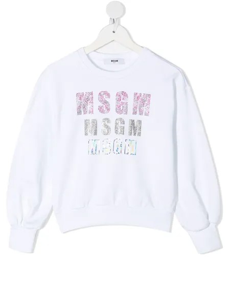 MSGM Kids толстовка с декорированным логотипом