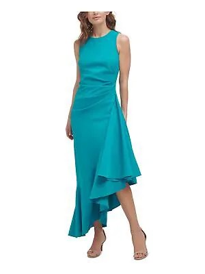 ELIZA J Женское бирюзовое вечернее платье-футляр миди с асимметричным подолом без рукавов 4