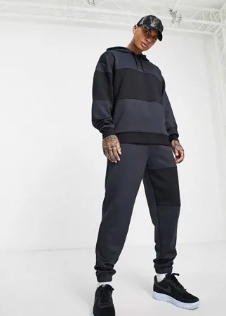 Черные свободные джоггеры с блоками из неопрена от комплекта ASOS DESIGN-Черный цвет