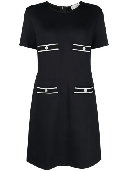 Moncler платье мини из ткани пике, черный