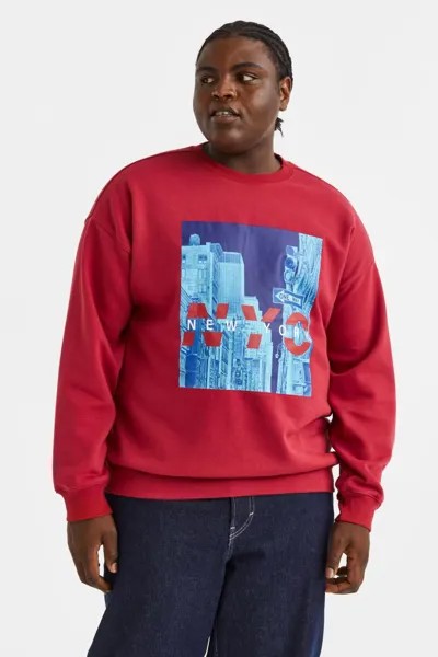Толстовка оверсайз H&M, красный/нью-йорк