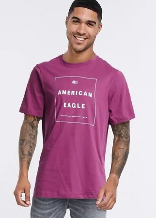 Футболка сливового цвета с логотипом American Eagle-Красный