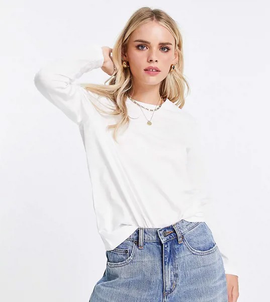 Белый лонгслив из смесового органического хлопка ASOS DESIGN Petite