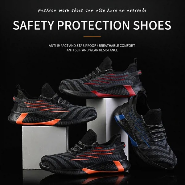Мужские защитные ботинки со стальным носком, Нескользящие, дышащие легкие защитные рабочие туфли, защитная обувь