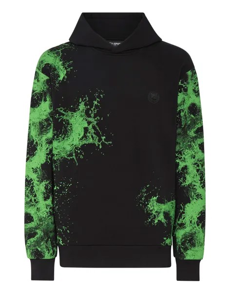 Толстовка с капюшоном Plein Sport, цвет Black+Green Fluo