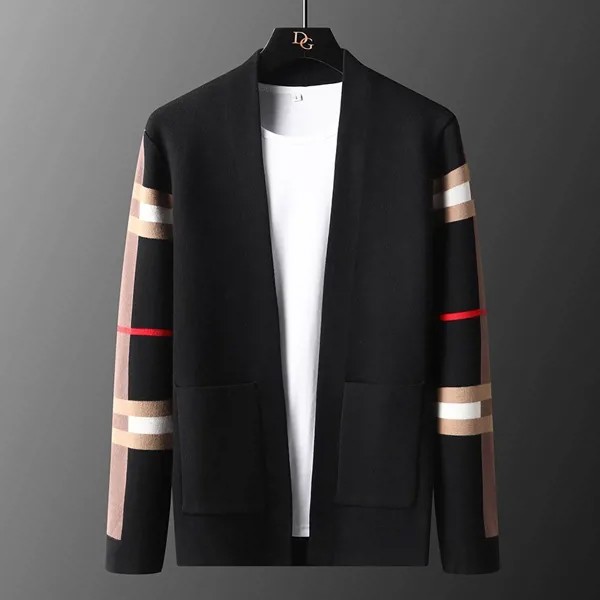 Роскошная брендовая дизайнерская Европейская куртка для мужчин, модный Повседневный Кардиган с карманами, вязаный кардиган, свитер, пальто...