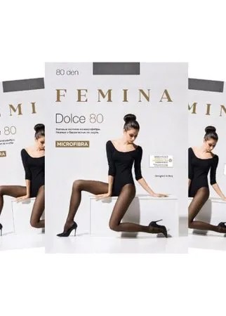 Женские матовые колготки Femina, Dolce 80 den из микрофибры,набор 3 шт., дымчатый, размер 4