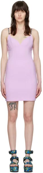 Пурпурное мини-платье с логотипом Versace Jeans Couture