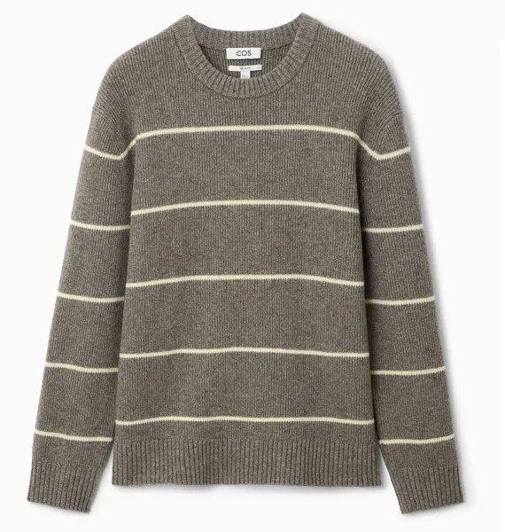 Свитер Cos Wool-yak Mix With Stripes, темно-бежевый