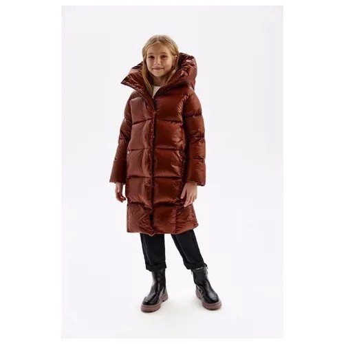 Пуховое пальто с капюшоном, Pulka, PUFWG-126-20323-113, Размер 140, Цвет Черный
