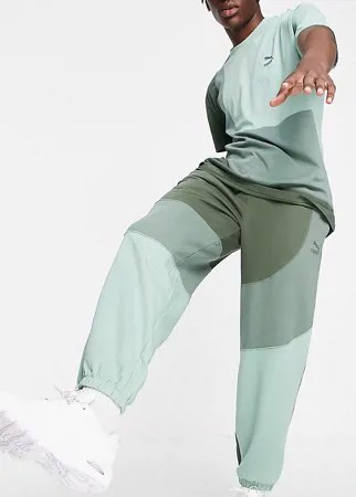 Зеленые джоггеры в стиле колор-блок PUMA Convey – эксклюзивно для ASOS-Зеленый цвет
