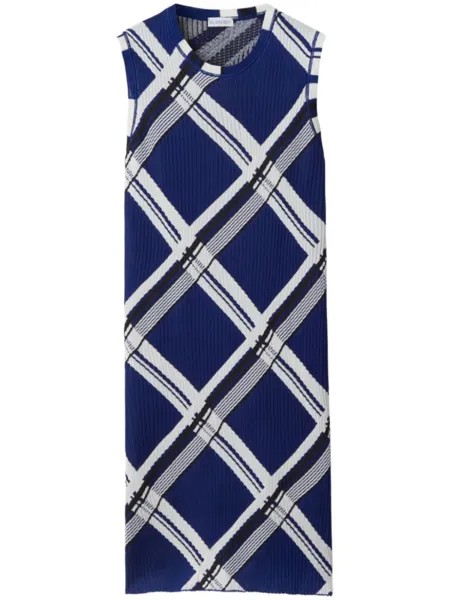 Шелковое платье в клетку Burberry, синий