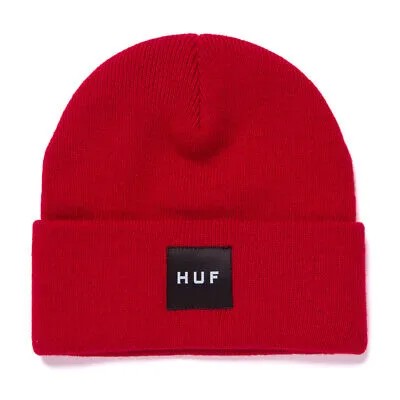 Вязаная шапка с манжетами HUF Worldwide Essentials Box Logo (красная)