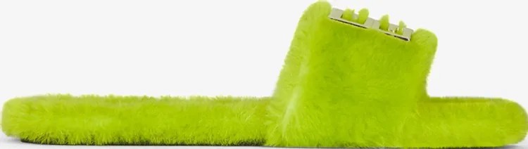 Сандалии Givenchy Flat Mule 4G - Citrus Green Shearling, зеленый