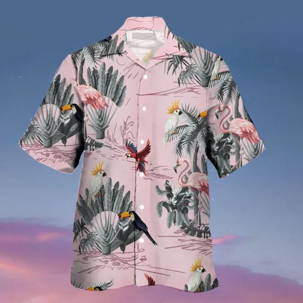 Мужская пляжная рубашка с короткими рукавами Bird
