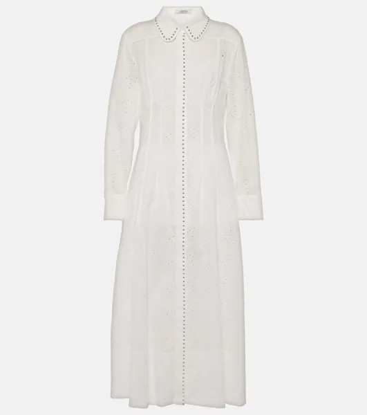 Легкое платье-рубашка из хлопка с вышивкой Dorothee Schumacher, белый