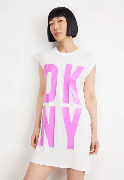 Платье из джерси EXPLODED LOGO TUNIC DKNY, цвет white/shocking pink