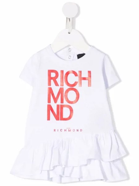 John Richmond Junior платье-футболка с оборками и логотипом