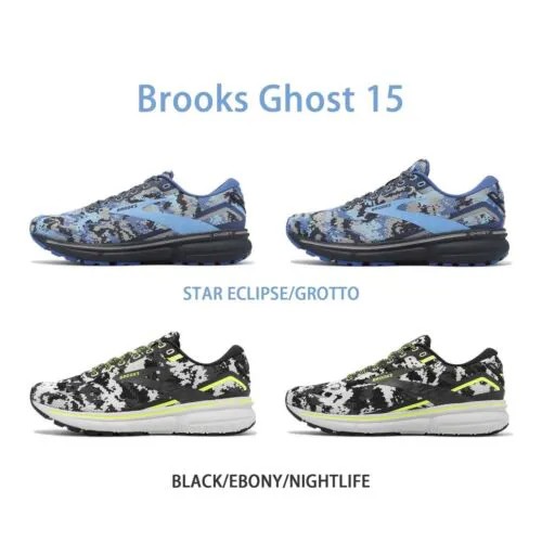 Brooks Ghost 15 Camo Черный Белый/Синий Мужчины Женщины Кроссовки Выбор 1