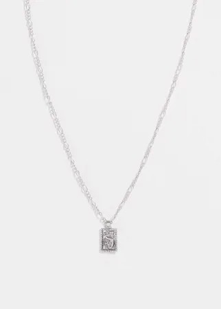 Серебристое ожерелье с квадратной подвеской с изображением дракона Topshop-Серебристый