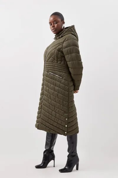 Легкое длинное компактное пальто больших размеров Karen Millen, хаки