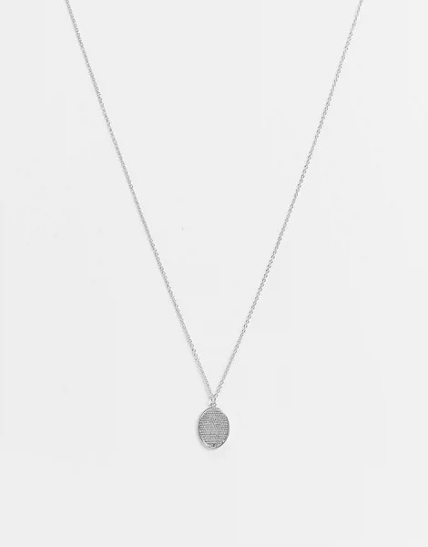 Серебристое ожерелье с гравированной овальной подвеской River Island-Серебристый