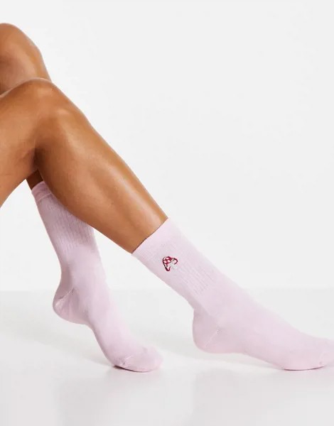 Розовые носки с вышивкой в виде грибов Skinnydip-Розовый цвет