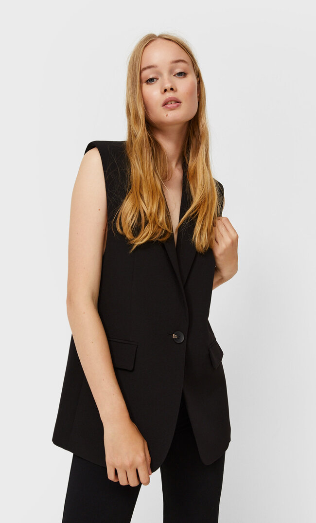 Stradivarius Строгий Жилет Черный M