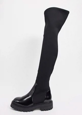 Черные ботинки для широкой стопы на массивной подошве ASOS DESIGN-Черный цвет