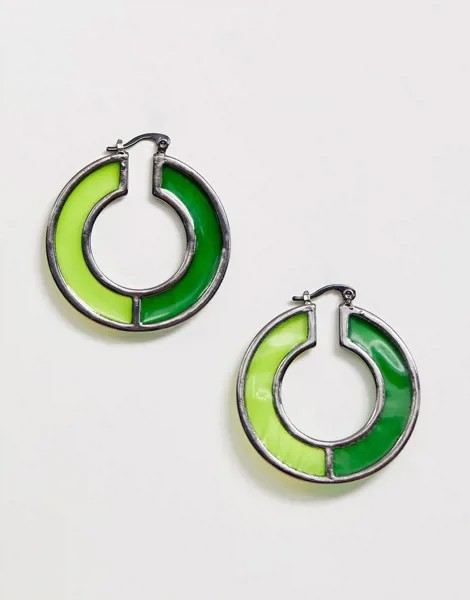 Серьги-кольца ASOS DESIGN-Зеленый