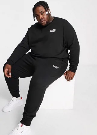 Черные джоггеры с маленьким логотипом Puma PLUS Essentials-Черный цвет