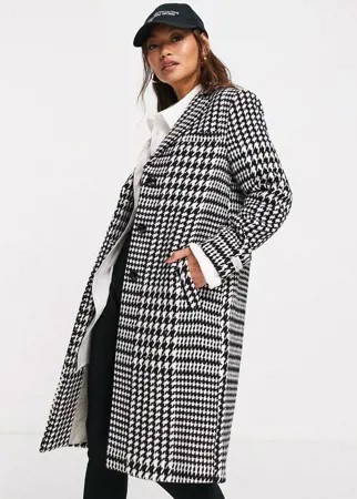 Двубортное пальто в клетку черного и белого цвета Gianni Feraud-Разноцветный