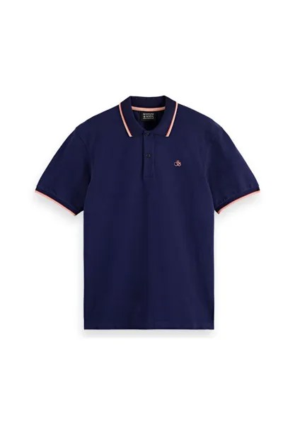 Рубашка-поло мужская - Tipping Polo, короткий рукав, хлопок, однотонная SCOTCH & SODA, темно-синий