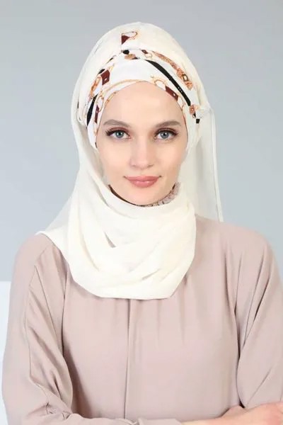 Искусственная женская мусульманская шифоновая шаль в стиле быстрой одежды, модель 2022 хиджаб, элегантная кремовая