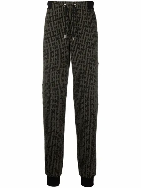 Balmain спортивные брюки с монограммой, коричневый