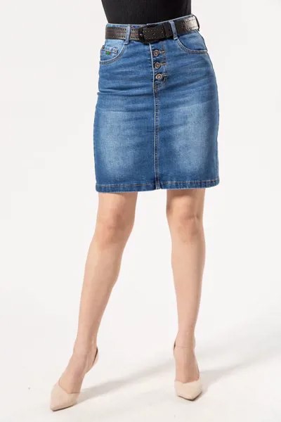 Юбка женская джинс S&T 6100 + ремень (26, Синий)